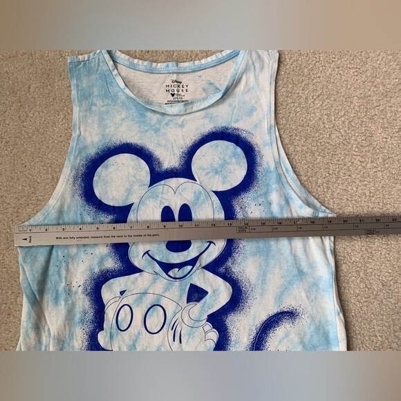 Disney Mickey Mouse Graphic Blue White Tie Dye Airbrushed Sleeveless Tank Top L - Picture 7 of 9